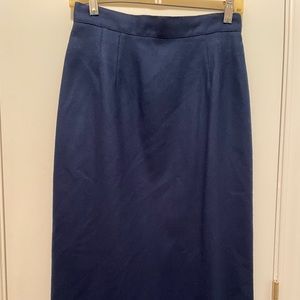 VTG Sag Harbor Women’s Navy Blue Midi Pencil Skirt Size 9/10 Back Slit 100% Wool
